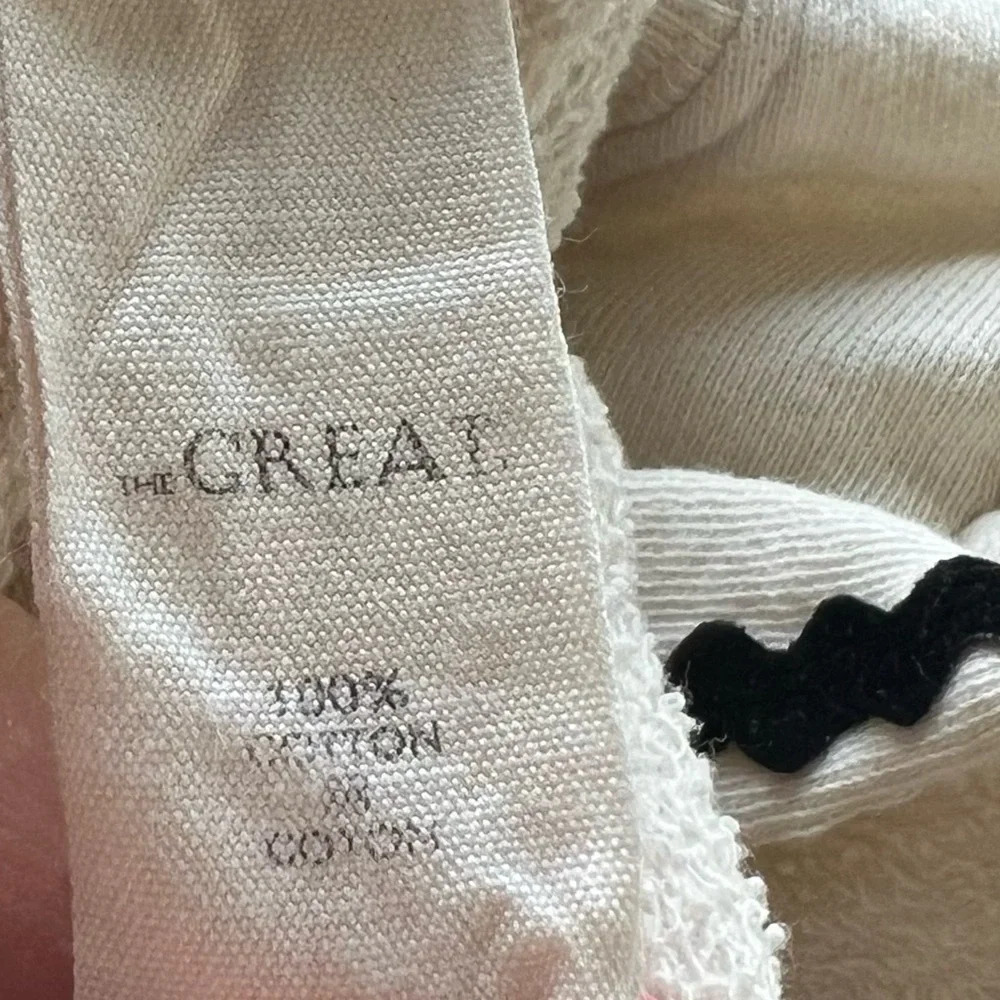 THE GREAT. The Shrunken Ruffle Sweatshirt Washed White Casual Women’s XS - Picture 10 of 10